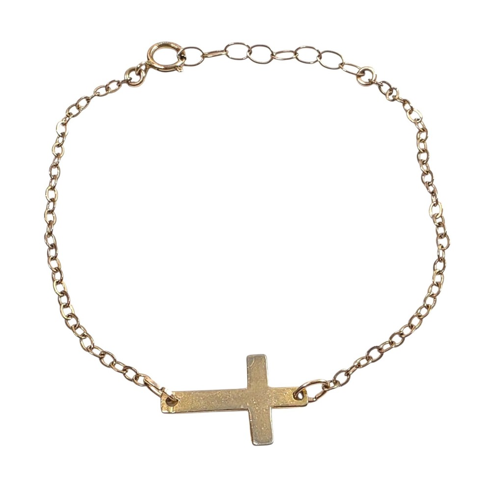 Dainty 14K Gold‎ Filled Sideways Cross Bracelet Cable Chain 7 In Faith jewelry